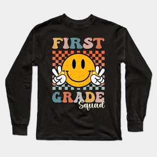 First Grade Squad Retro Groovy Back To School Long Sleeve T-Shirt